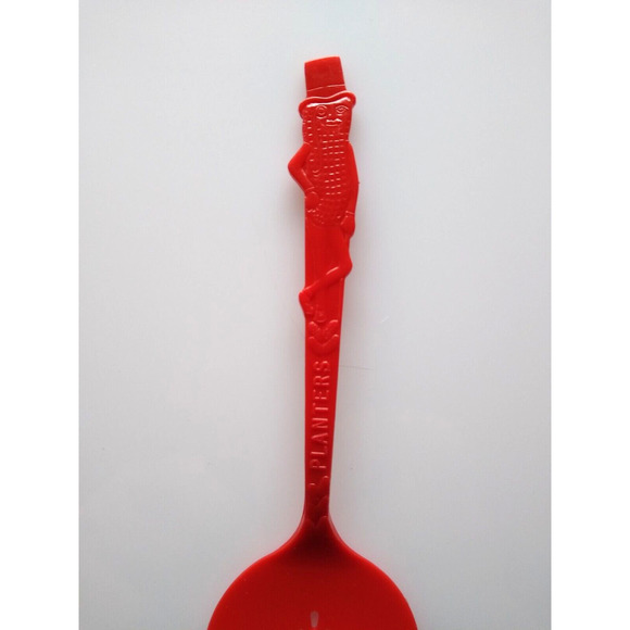 Mr Peanut Vintage Red Plastic Serving Spoon 1950s Planters Peanuts Kitchenware - Picture 2 of 4